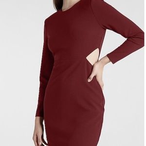 EXPRESS long sleeve dark red cutout mini dress